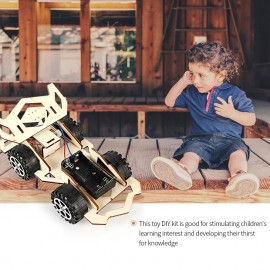 Wood Racing Car DIY Kit Kids Toy DIY Kit Electric Wooden Racing Car for Children Science and Technology Inventions Assembled Experiment DIY Model Building Kits