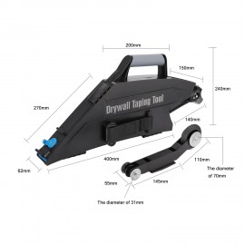 Drywall Taping Tool with Quick-Change Inside Corner Wheel Hand Tools