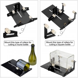 Glass Bottle Cutter Cutting Tool Upgrade Version Square and Round Wine Beer Glass Sculptures Cutter for DIY Glass Cutting Machine Metal Pad Bottle Holder