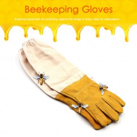 Beekeeping Gloves Beekeeper Prevent Gloves Protective Sleeves Ventilated Professional Anti Bee for Apiculture Beekeeper Beehive Anti-bee Anti-smash Anti-slash Anti-cut Gloves Sheepskin Gloves