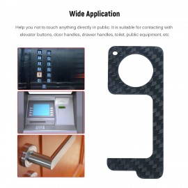 Non-contact Safety Door Opener Portable Square Press Key Non-contact Press Tool for Door Handle Elevator Toilet in Public Carbon Fibre