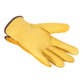 Leather Working Gloves Men's Work Cowhide Gloves Gardening Digging Planting Plant Flower Pruning Protective Glove Driver Security Non-Slip Protection Wear Safety Workers Welding Moto Gloves for Men and Women with Elastic Wrist