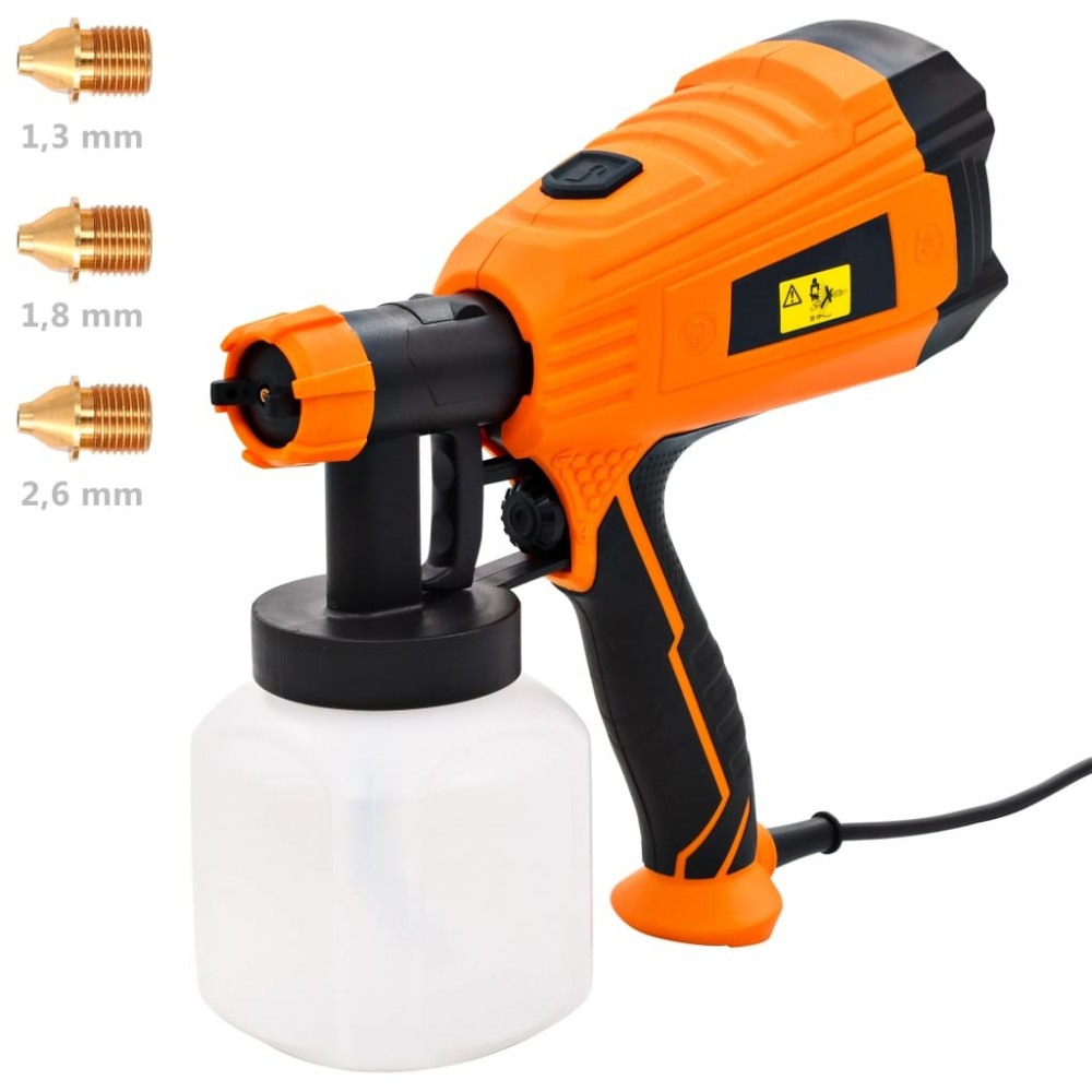 Electric paint spray gun with 3 nozzle sizes 500 W 800 ml