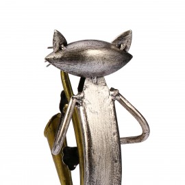 TOOARTS Metal Sculpture Playing Saxophone Cat Home Furnishing Articles Handicrafts