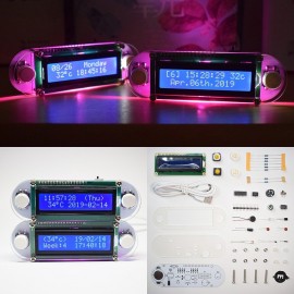 Candlelight Effect LCD1602 Vibration Clock DIY Kit DIY Electronic Digital Clock DIY Clock Set Digital LED Electronic Clock DIY Kits Set