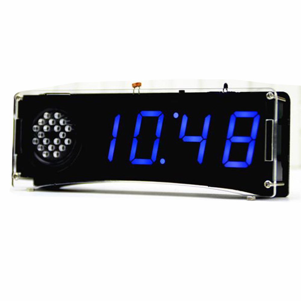 51 Single-chip Microcomputer Light-control LED Digital Display Electronic Clock Making Kit DIY Manufacturing Accessories Parts with Voice Function