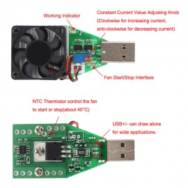 DC3.7-13V USB Adjustable Constant Current Electronic Load 0.15-3.00A Power Tester