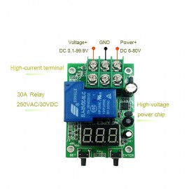DC 6~80V Voltage Detection Charging Discharge Monitor Relay Switch Controller with Case